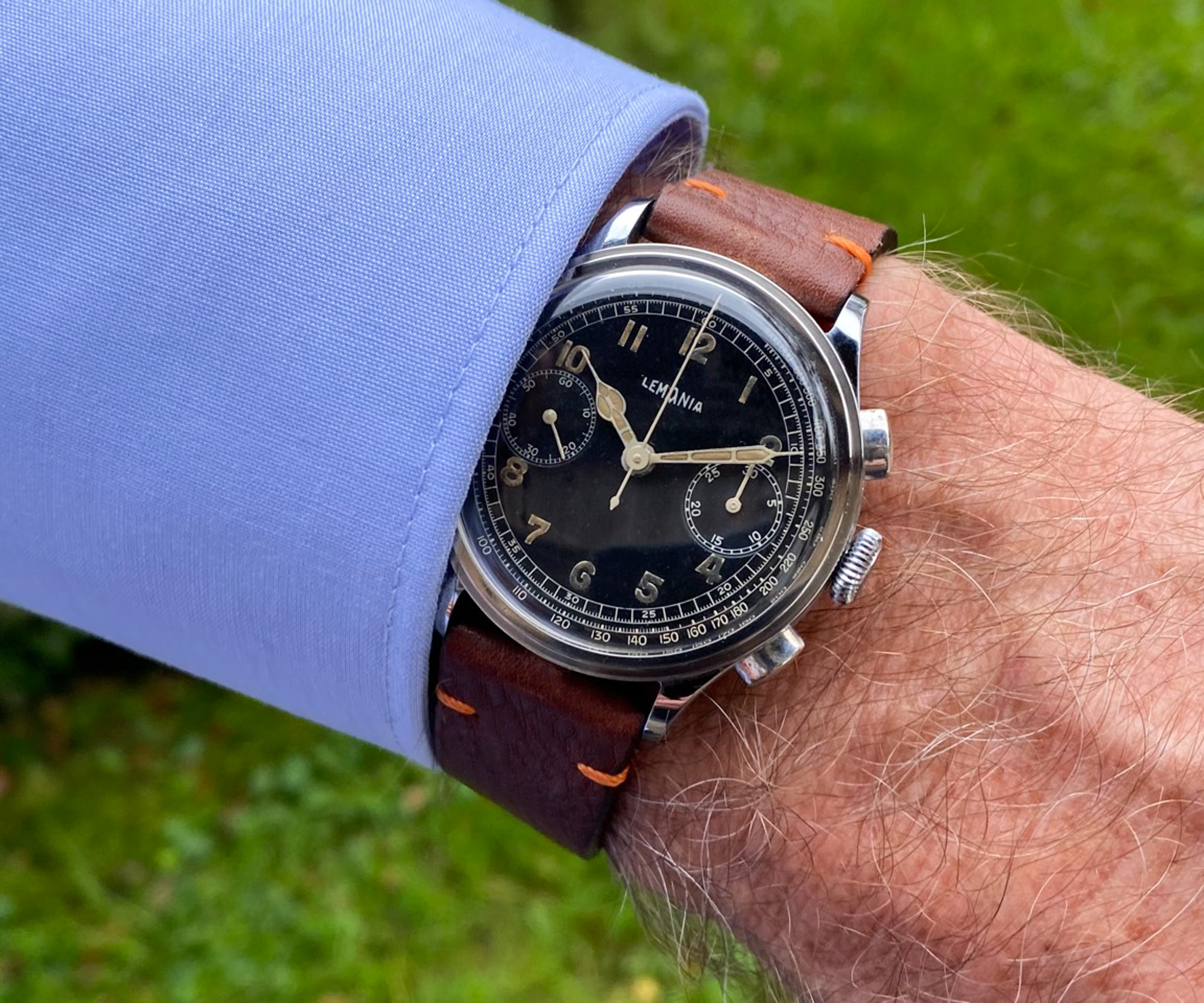 Lemania Chronograph Stahl 1948 Kal. 15TL