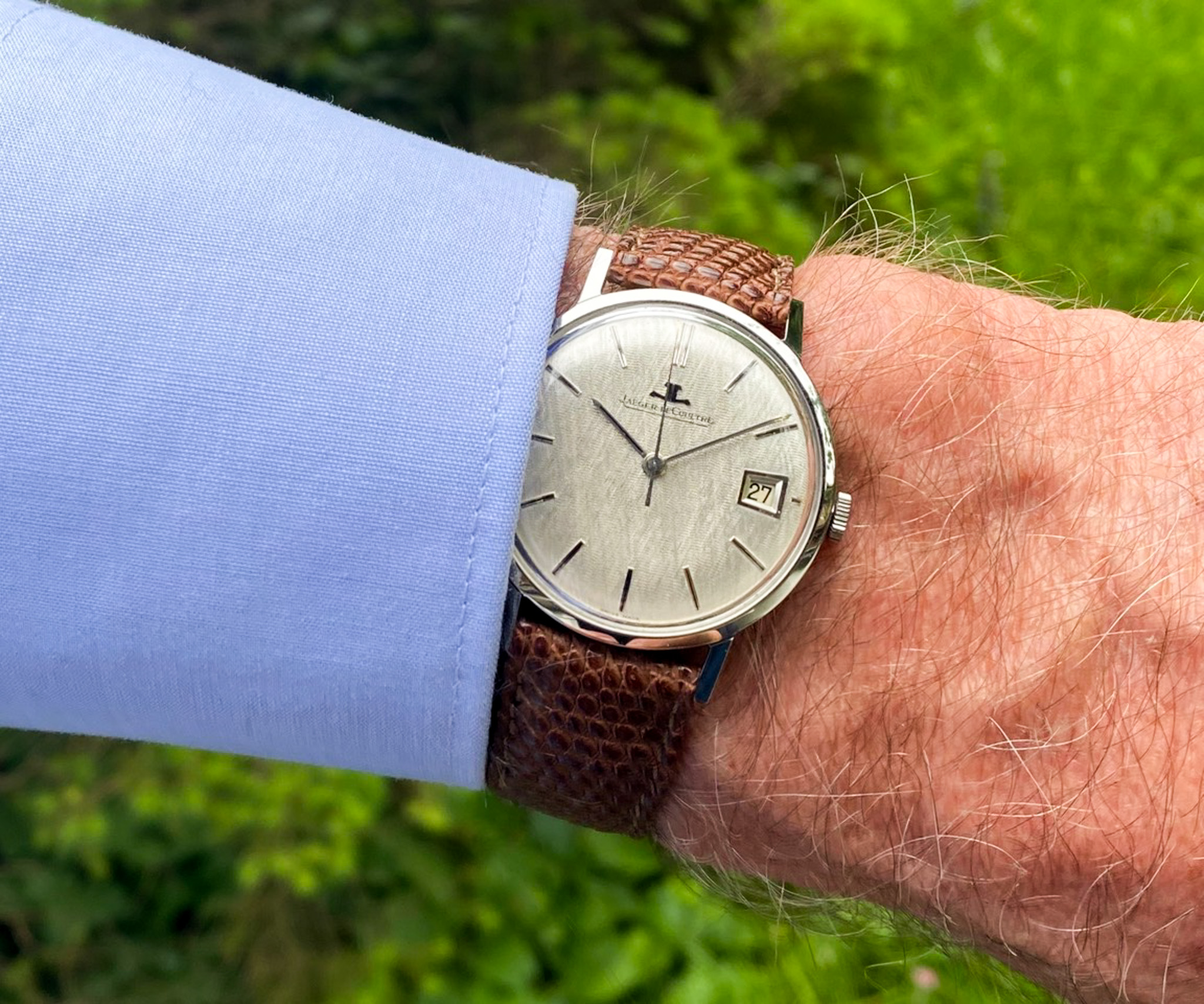Jaeger Le Coultre Stahl 1968 Kal. 886 Linen Dial NOS
