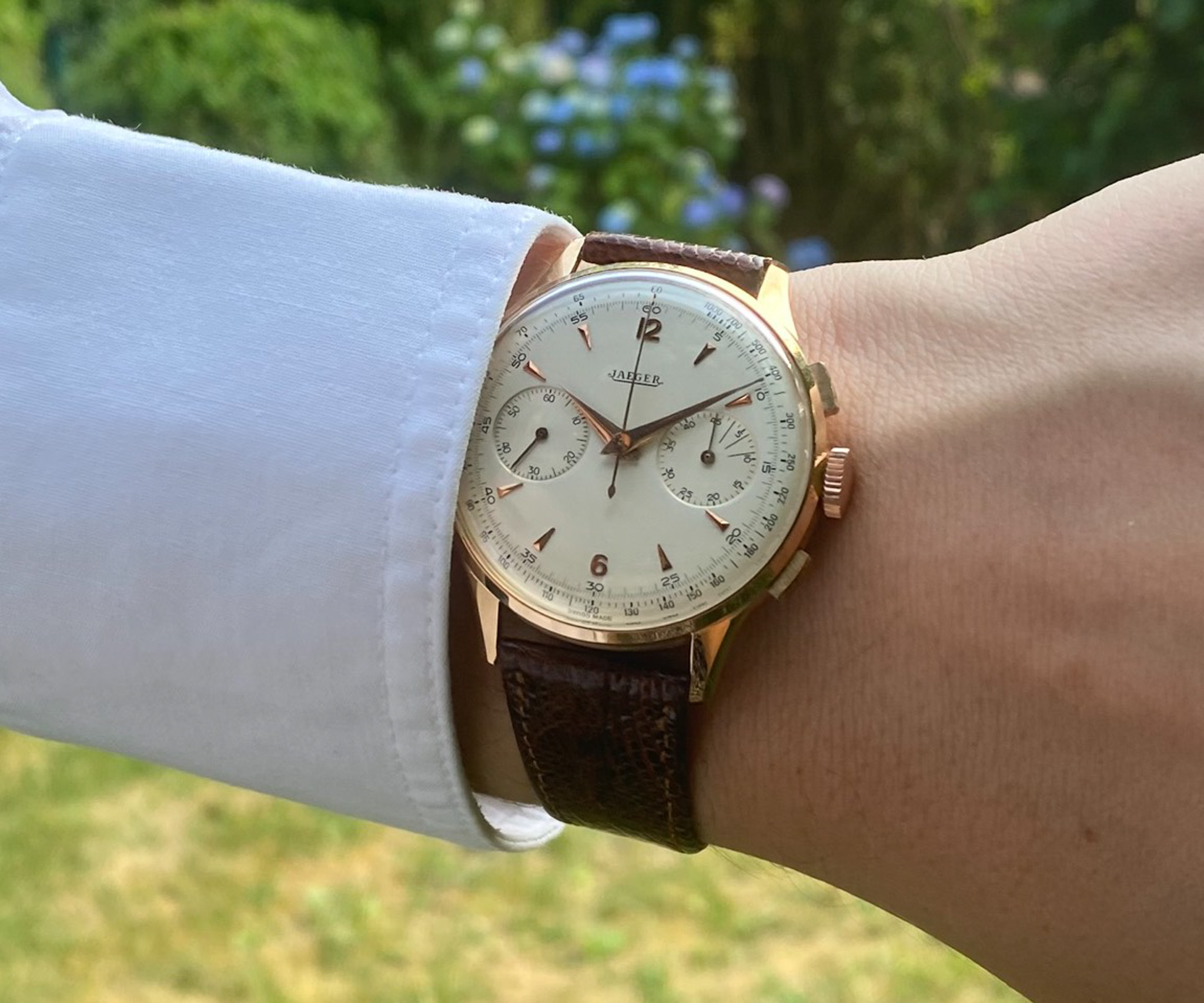 Jaeger Le Coultre Chronograph 18K rose gold 1955 Cal. 285