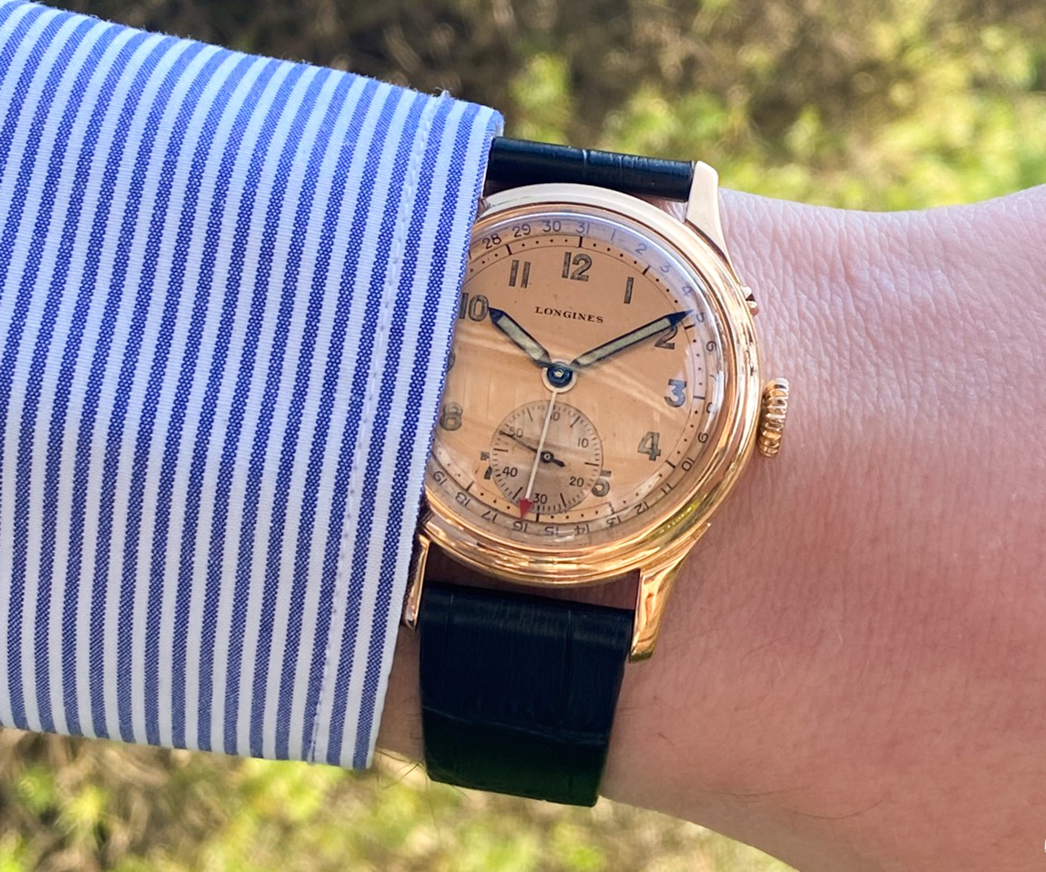 Longines 18K Roségold 1946 Pointer Date Salmon Dial