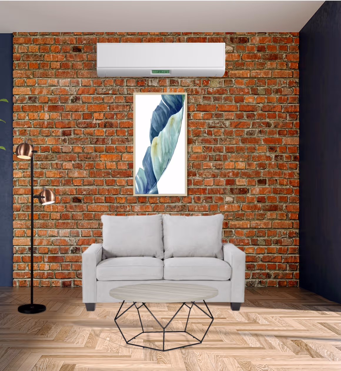 An Augmented Reality rendering of a living room