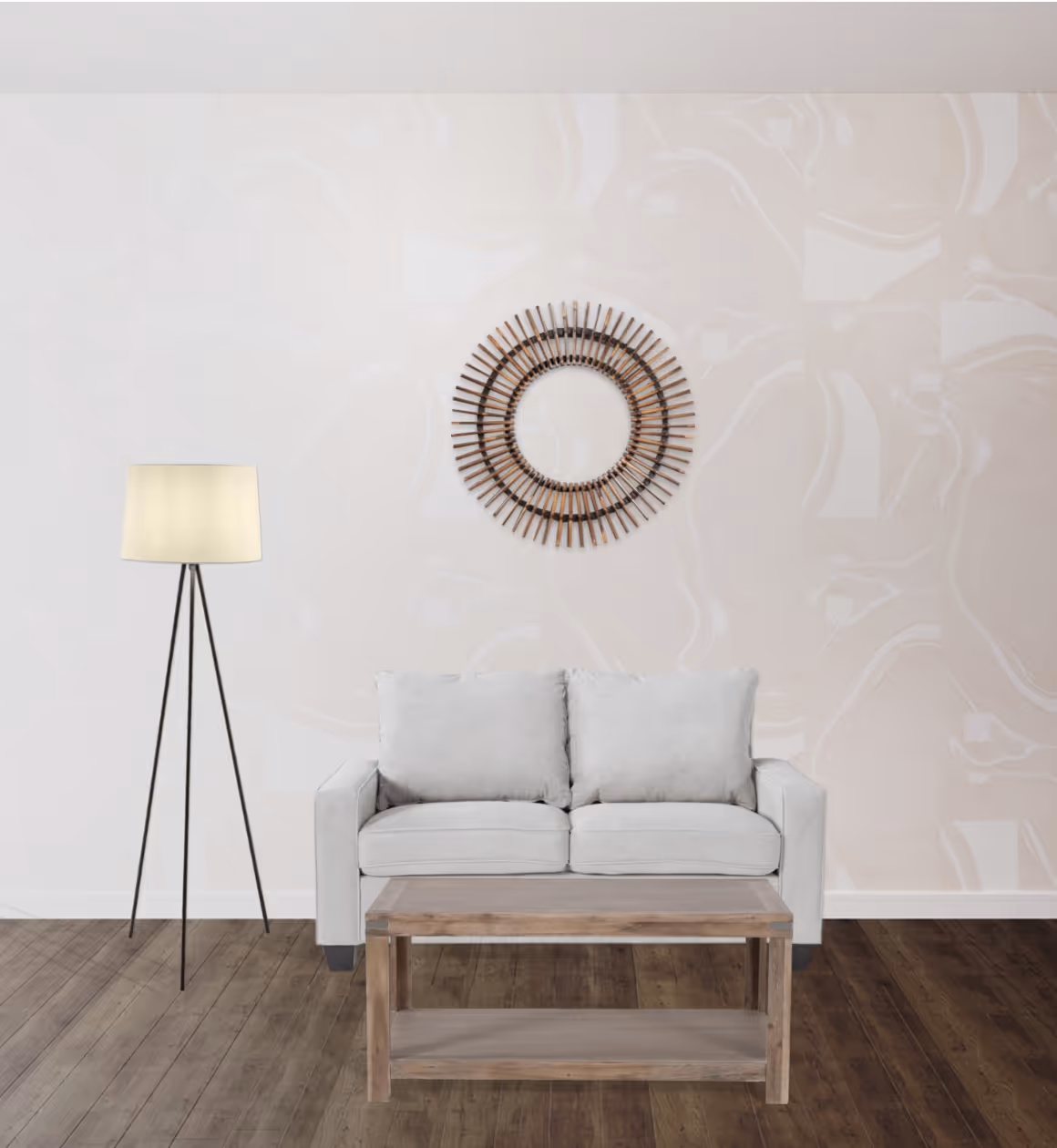 An Augmented Reality rendering of a living room