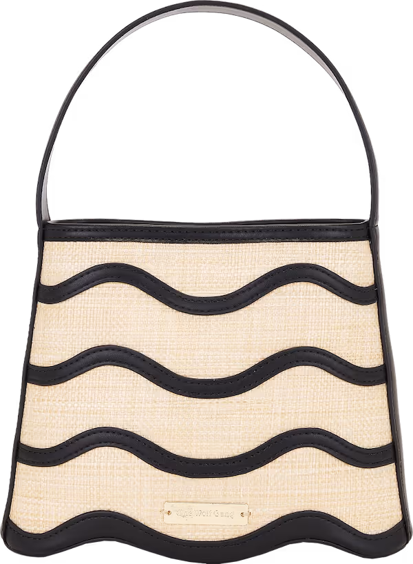 Black and cream top handle handbag