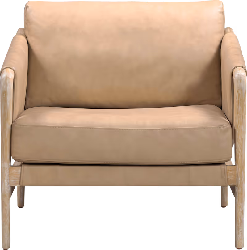 Tan leather boho arm chair