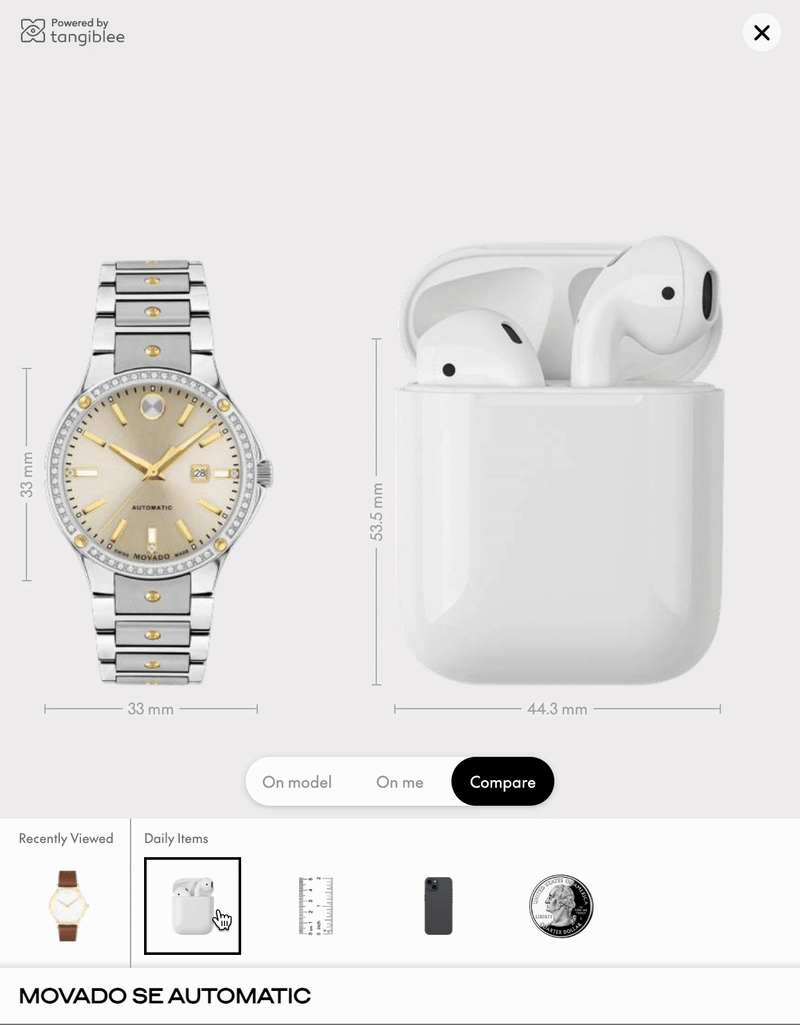 Showing an earring compared to everyday objects.