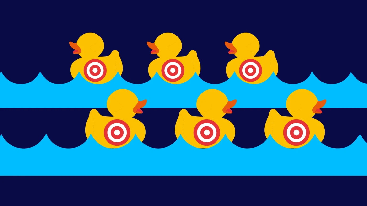 Cartoon of ducks at a target gallery. 