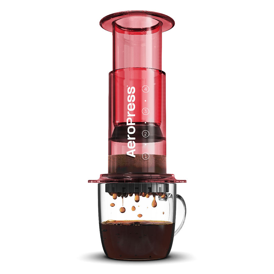 AeroPress Coffee Maker - Clear Red