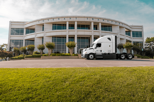 Covenant headquarters in Chattanooga, TN with truck parked in front parking lot