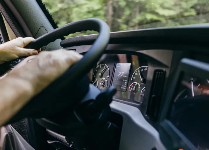 view of steering wheel inside truck