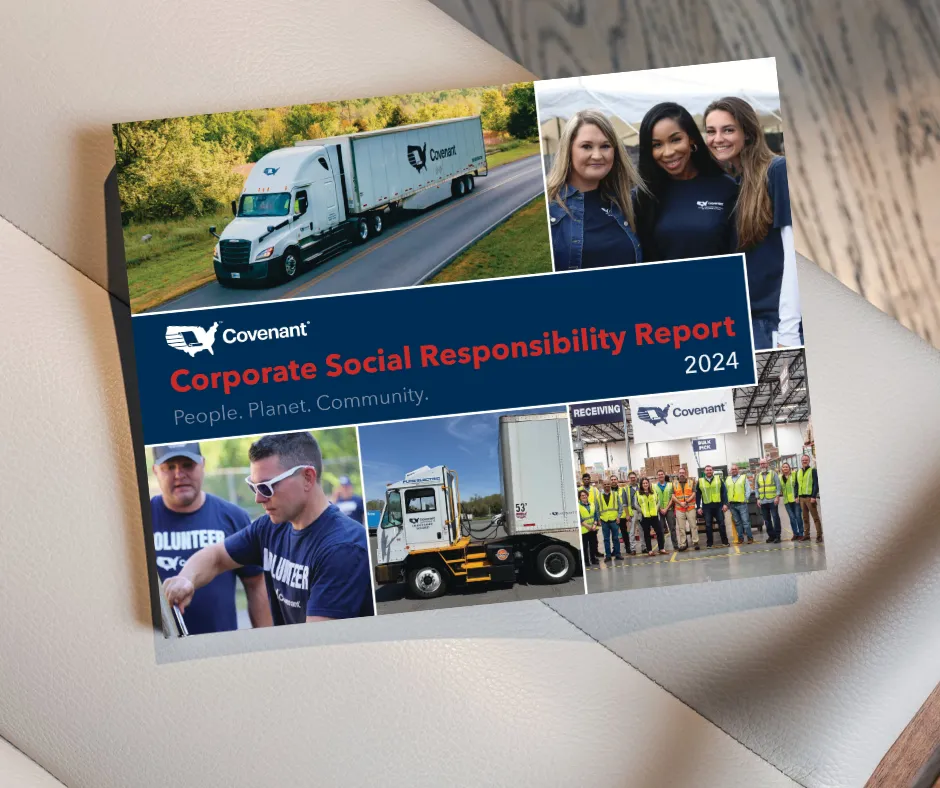 A stack of Covenant's Corporate Social Responsibility reports