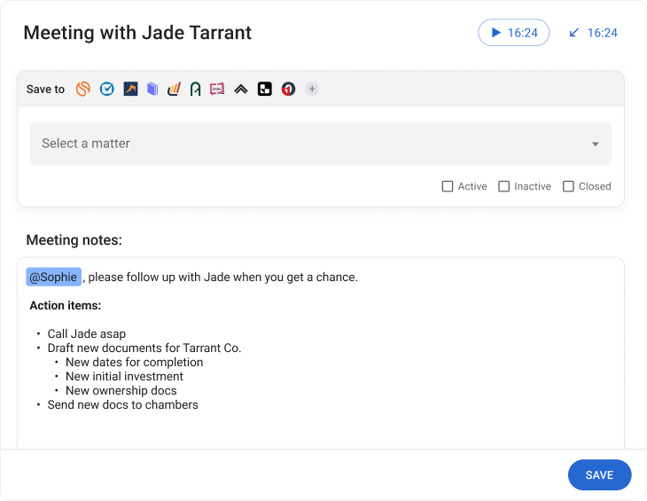 A screen shot of a computer with a note that says "Please follow up with Jade when you get a chance."