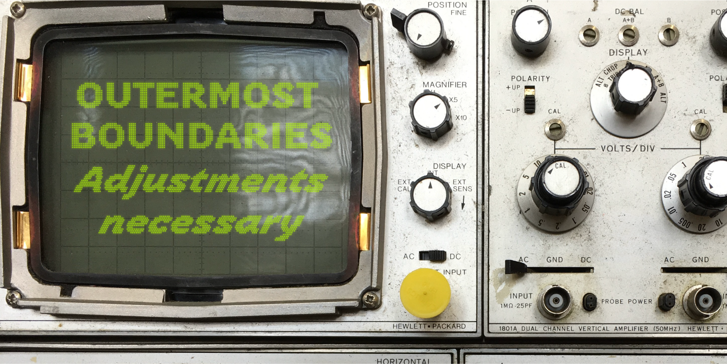 Old-fashioned electronic equipment with Ticker letters on the screen