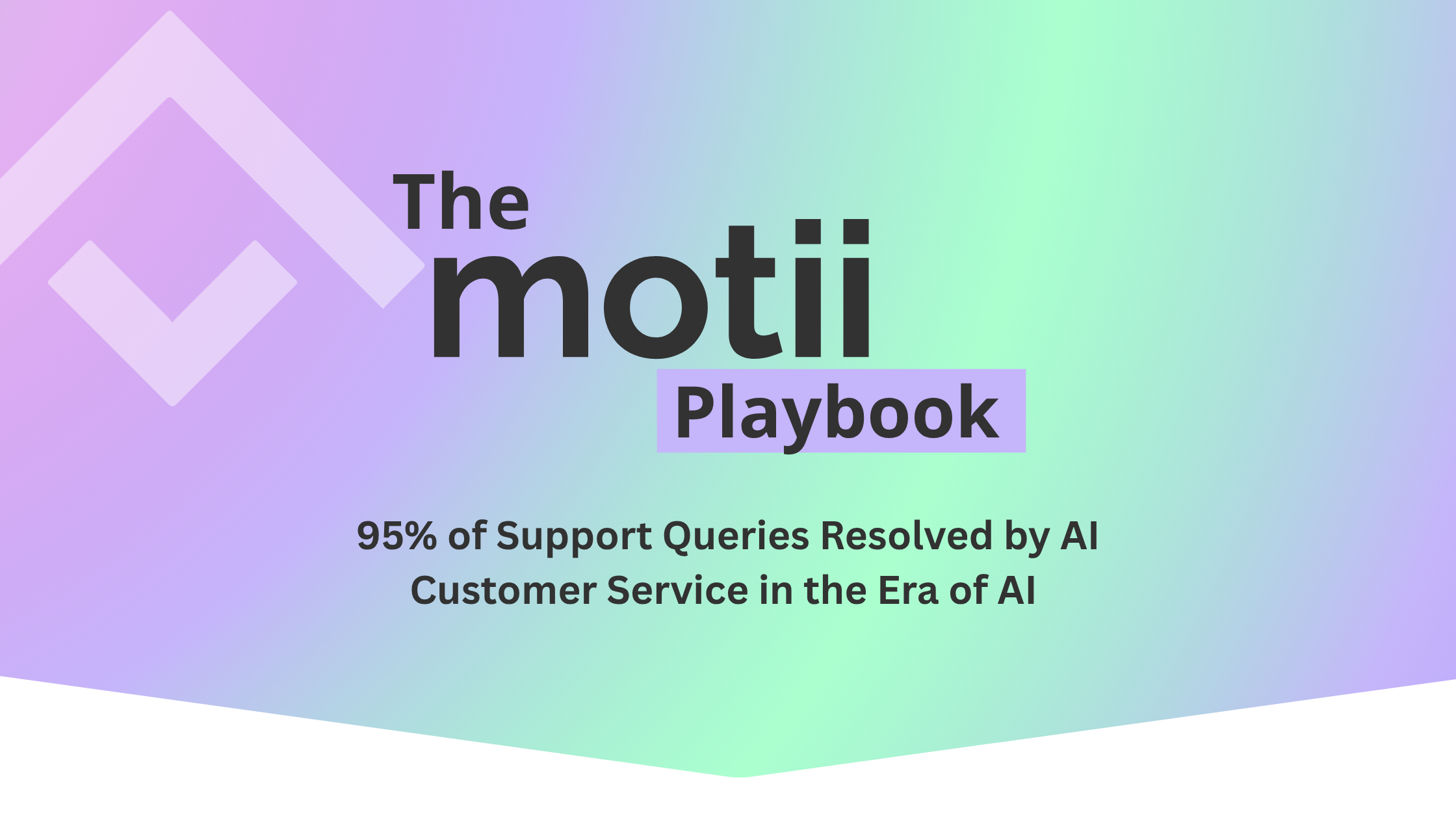  The Motii Playbook cover image featuring a purple-to-green gradient background with a large watermark of the Motii diamond logo. Bold text reads "The motii Playbook" with a purple highlight behind "Playbook," and a subtitle: {insert title of blog}