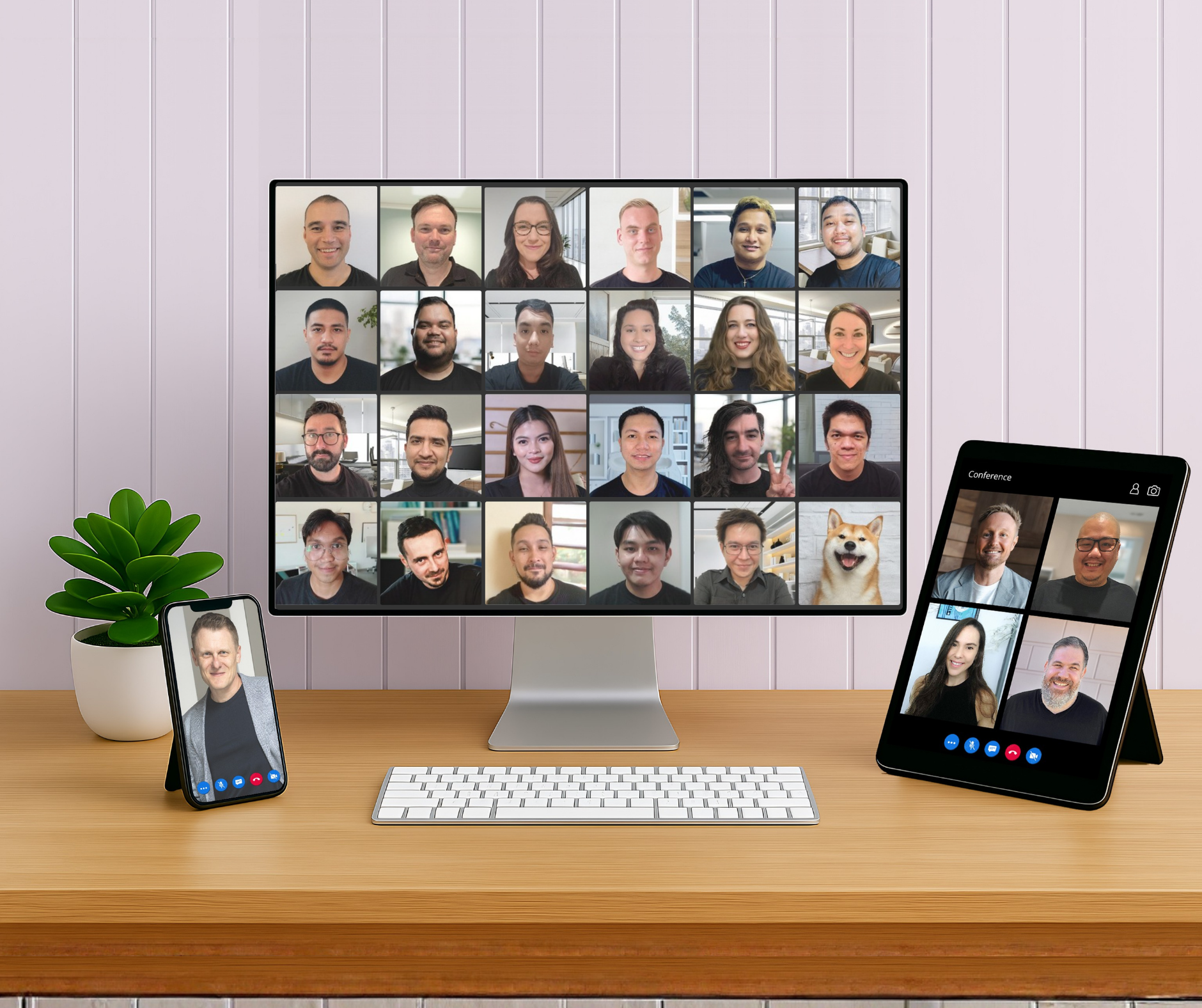 Asian salesperson using Pipedrive on a tablet 