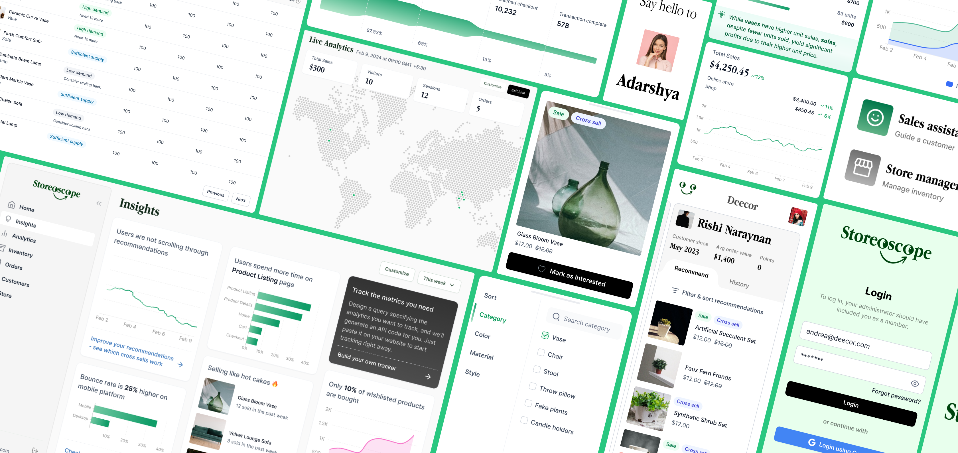 UI designs in a collage