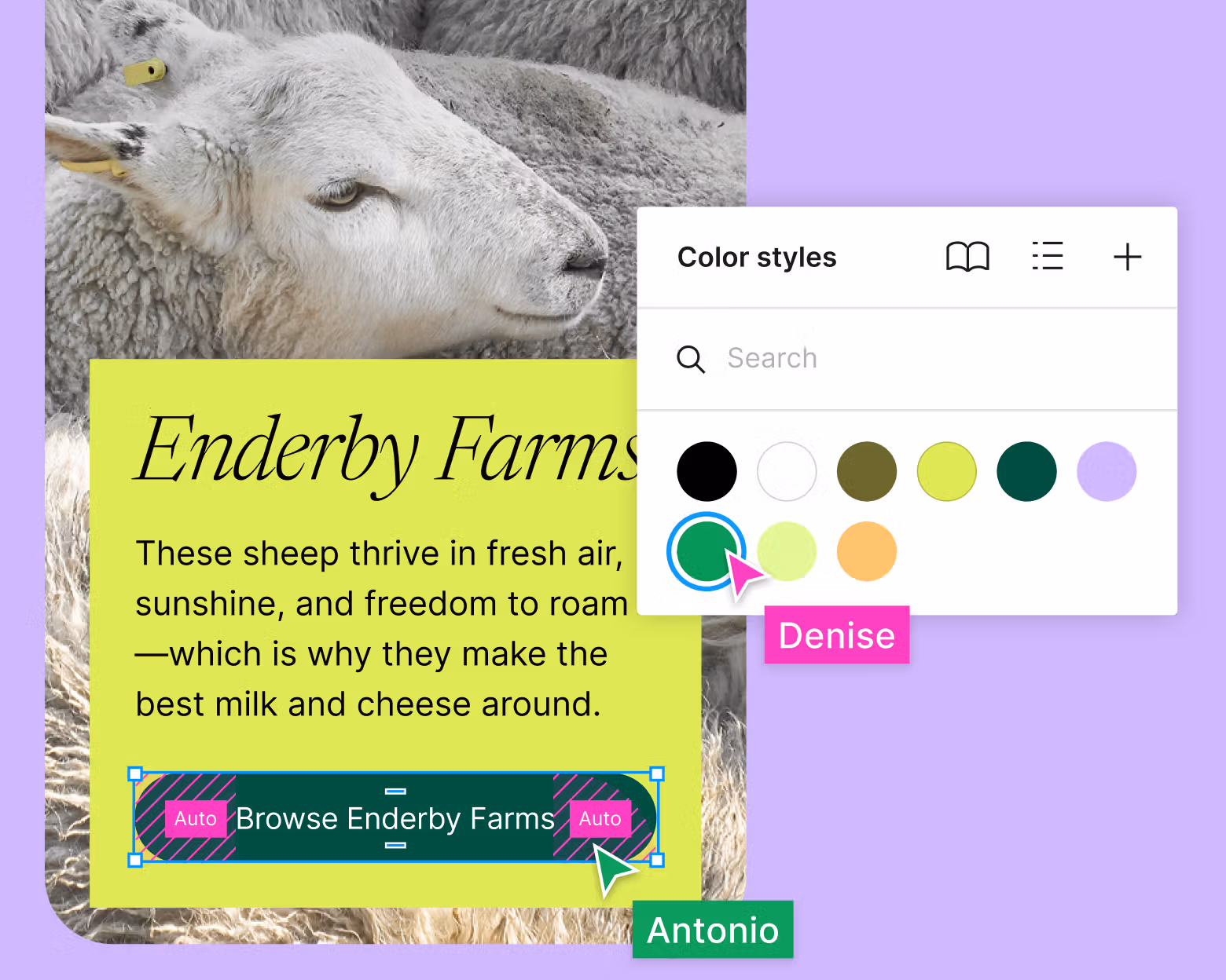 Figma interface showing a modern website mockup with structured sections, clean typography, and organized UI elements for a professional design.