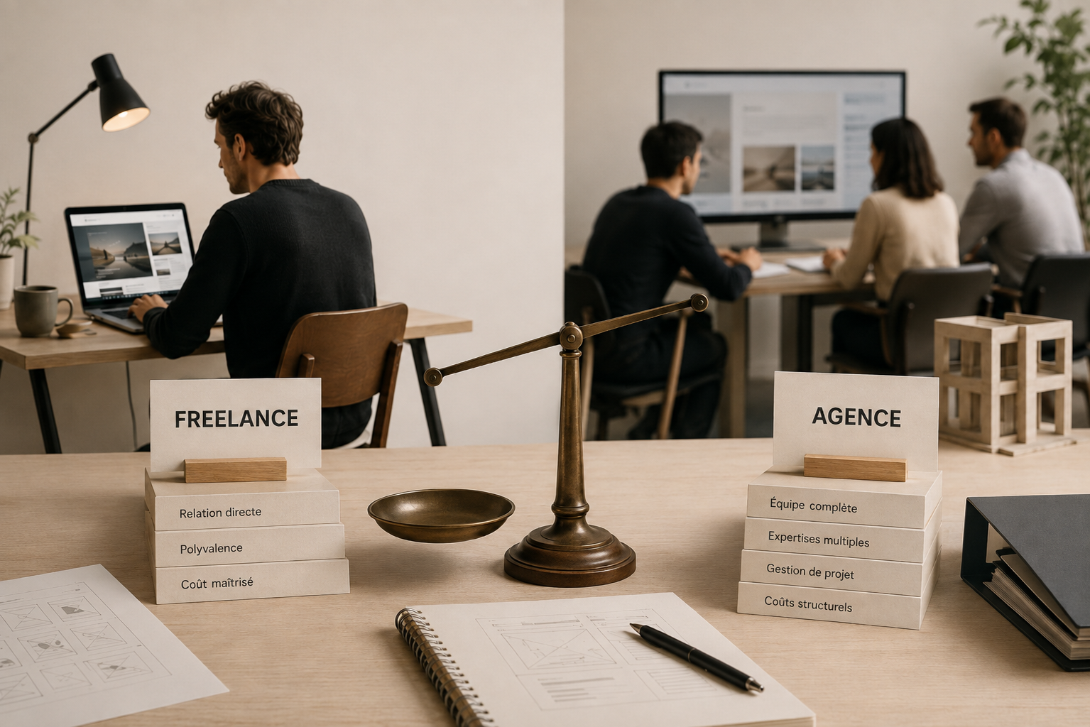 Comparaison du coût et de l’organisation entre web designer freelance et agence web