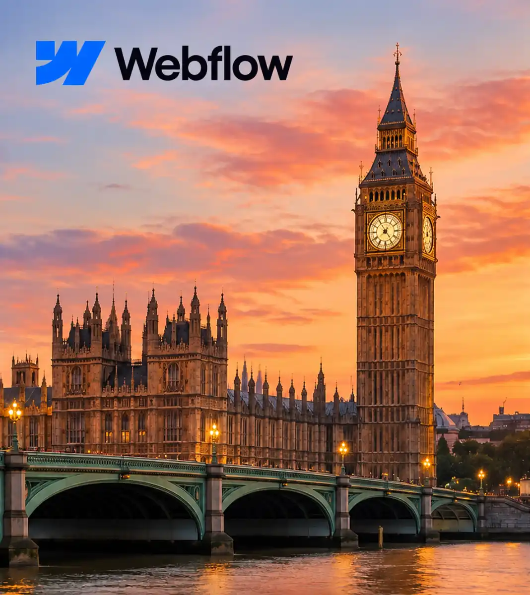 Big Ben, the Houses of Parliament and Westminster Bridge at sunset in London.