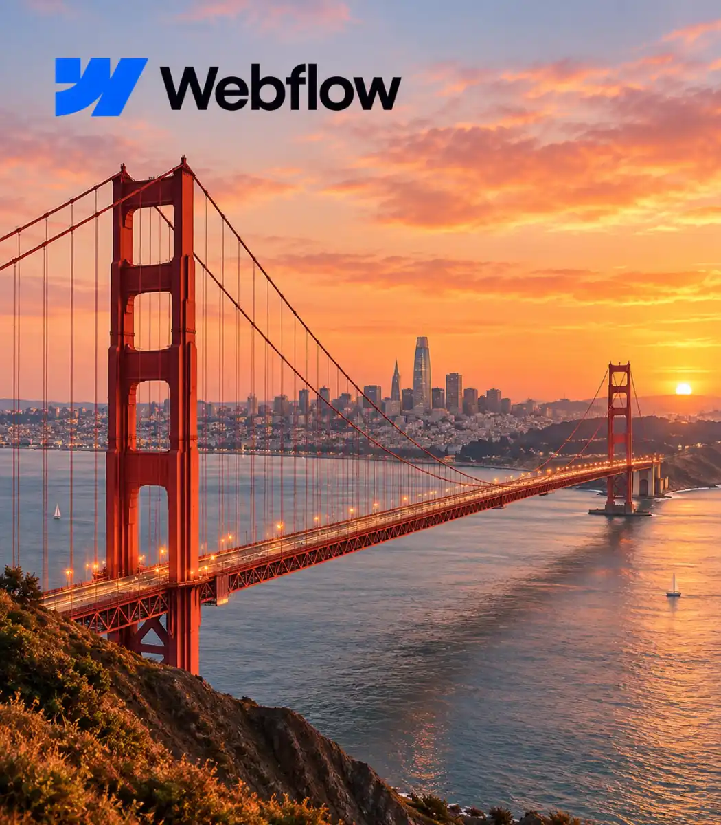 The Golden Gate Bridge spanning the bay at sunset in San Francisco.