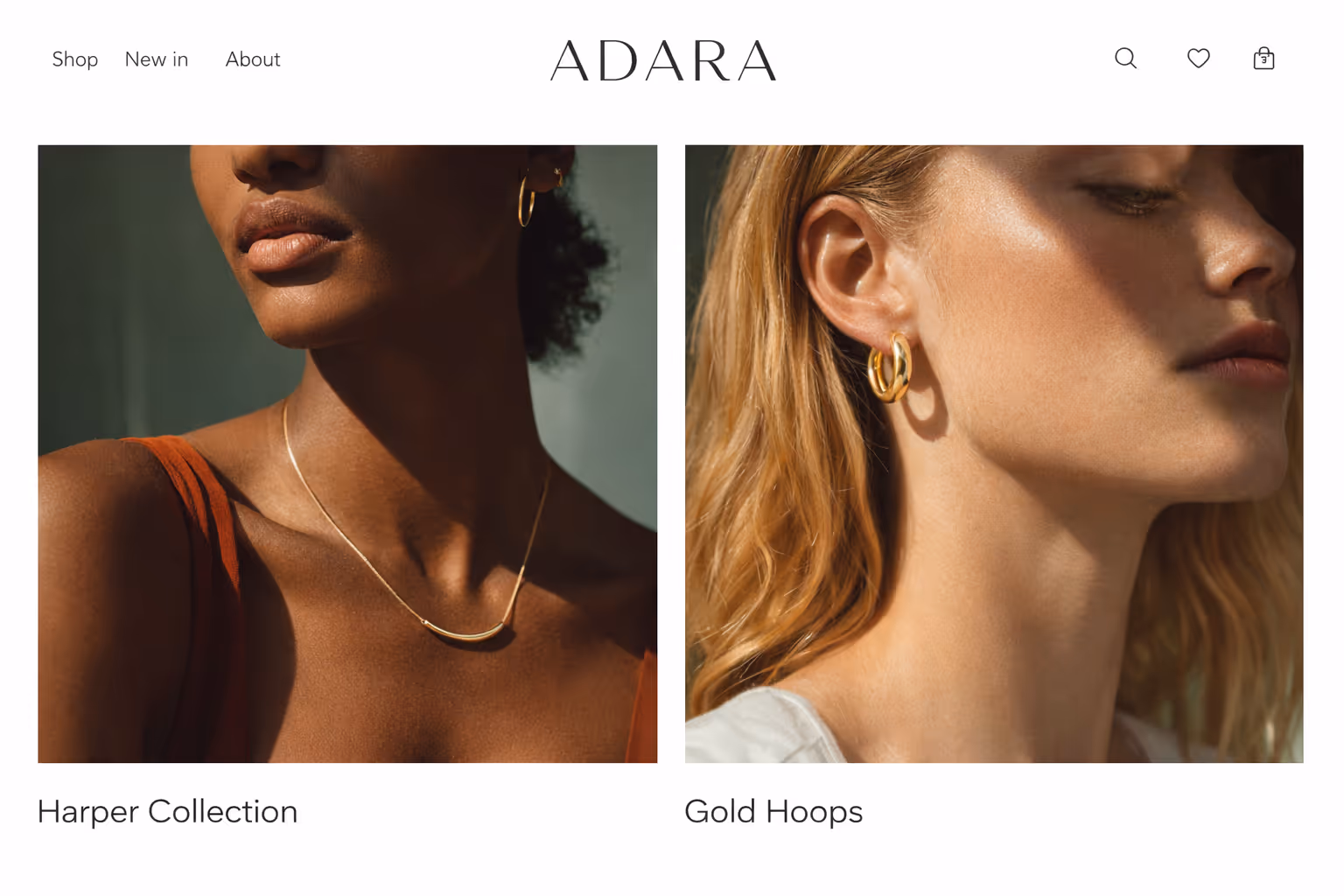 Section de site web premium au design éditorial minimaliste, mise en page full width avec visuel lifestyle et typographie élégante