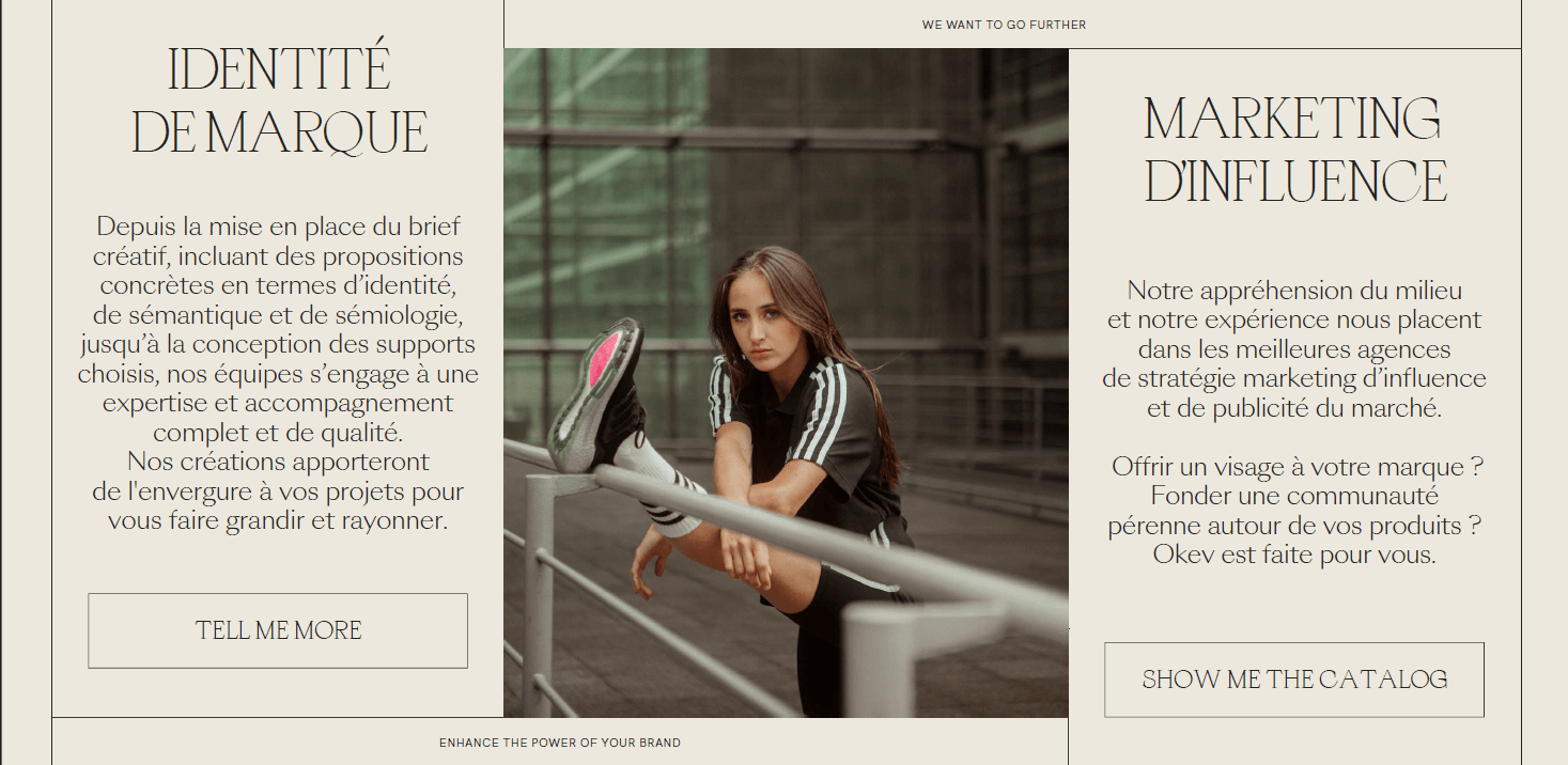 Landing page OKEV progettata per lead generation e campagne di influencer marketing.