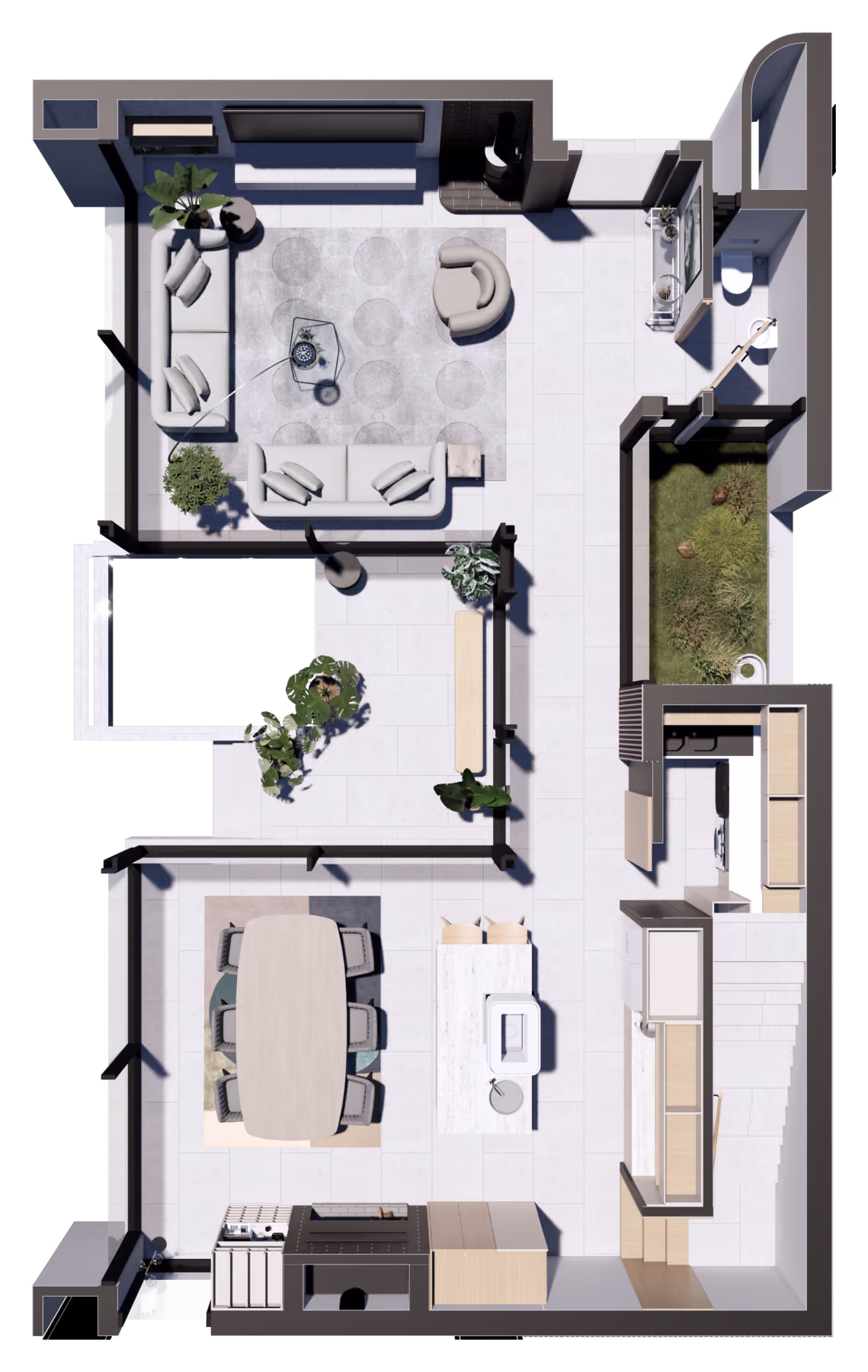 Ground floor, 3D plan