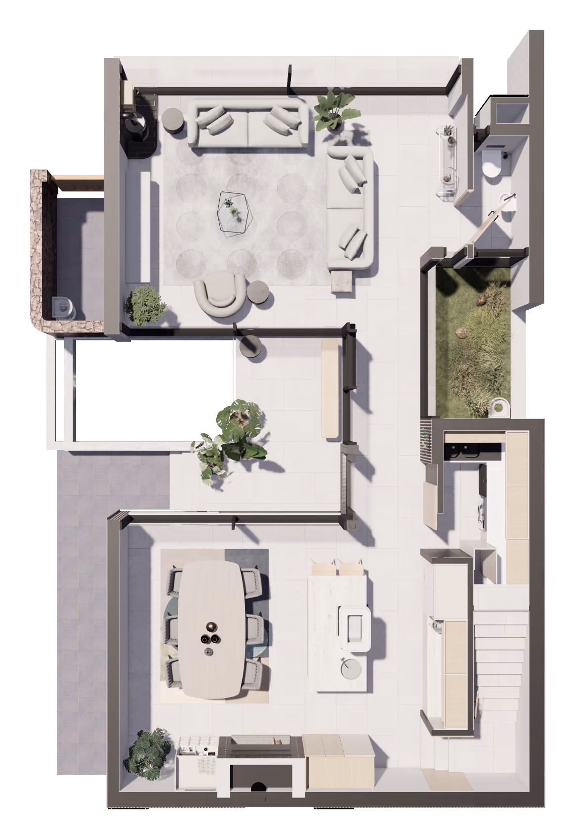 Ground floor, 3D plan