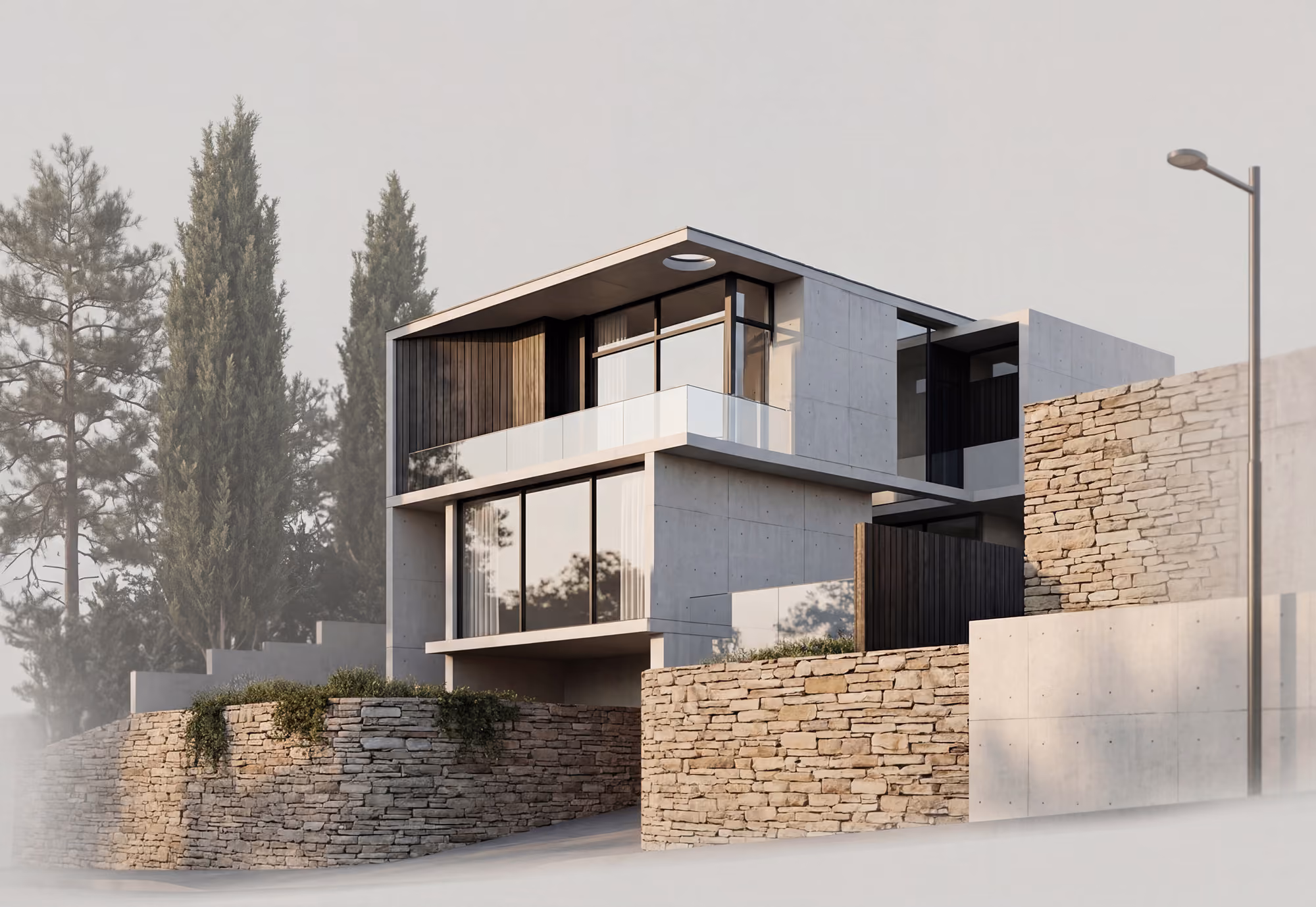 Home above a dry-stone wall