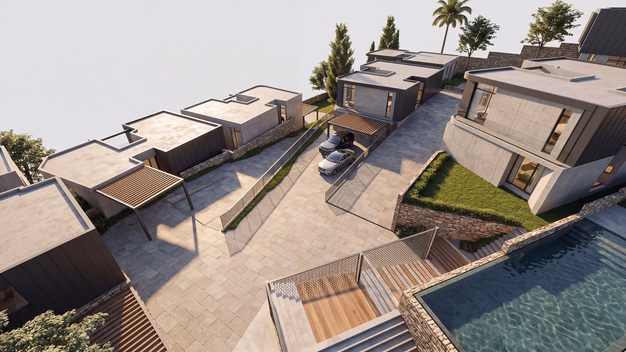 Private courtyards and pool