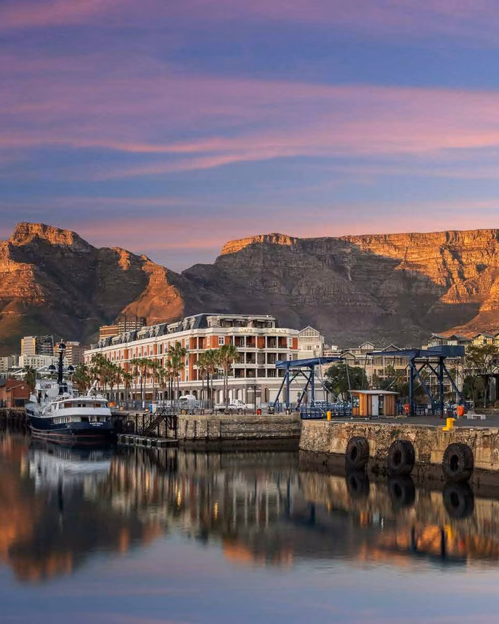 The V&A Waterfront and Table Mountain at dusk