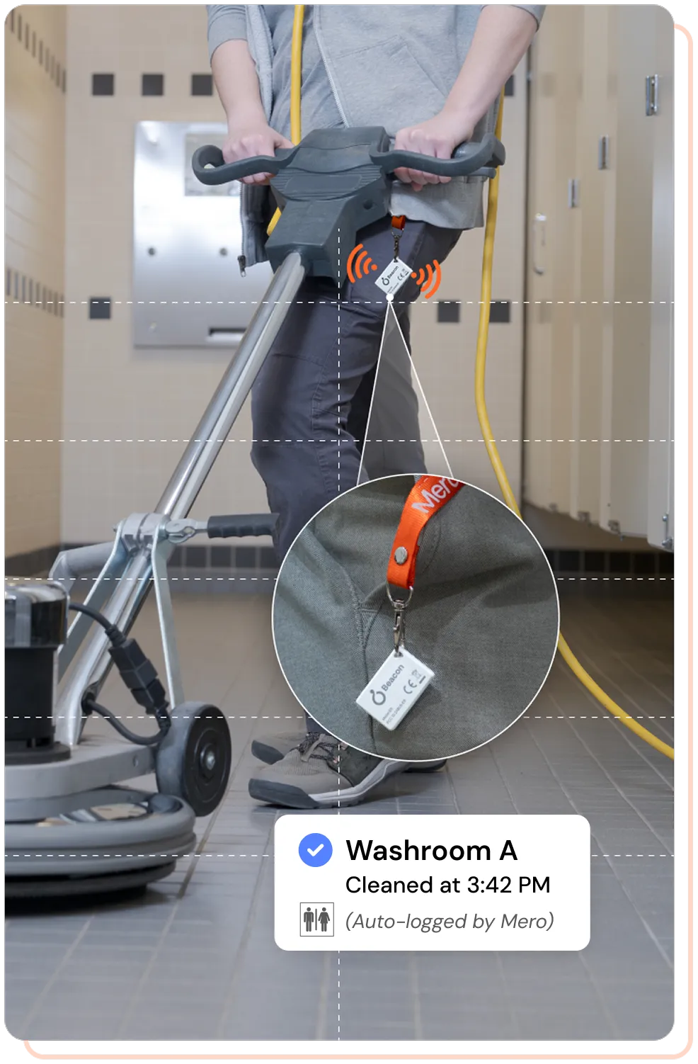 A man is using a machine to clean the floor.