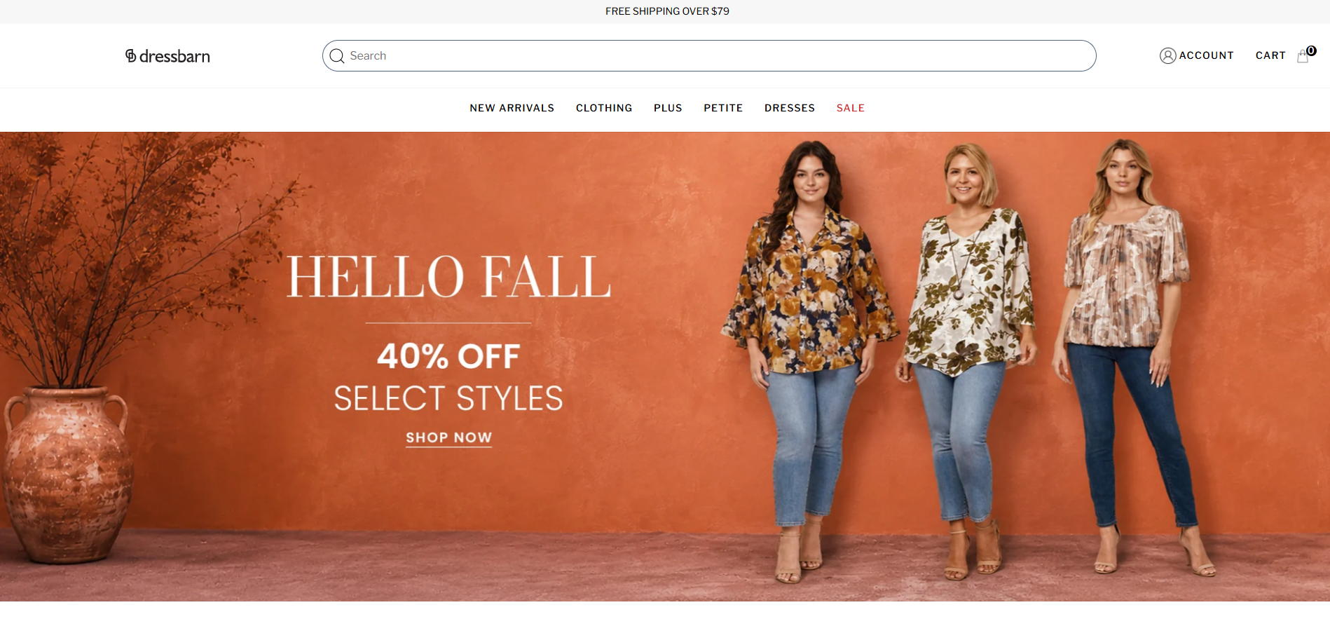 Dressbarn storefront: Hello Fall, 40% off select styles