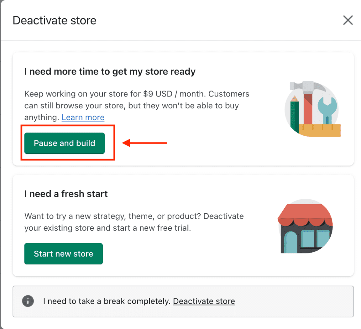 Pause and Build your Shopify store