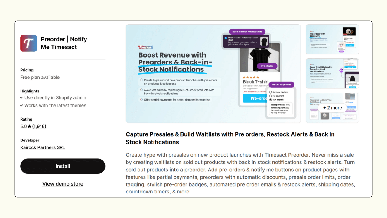 Preorder Notify Me Timesact