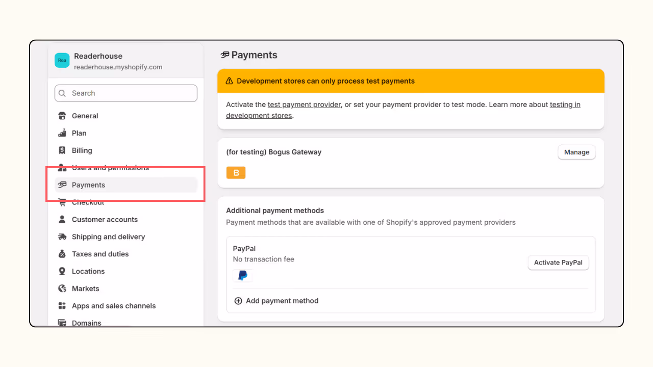 Click on Payments