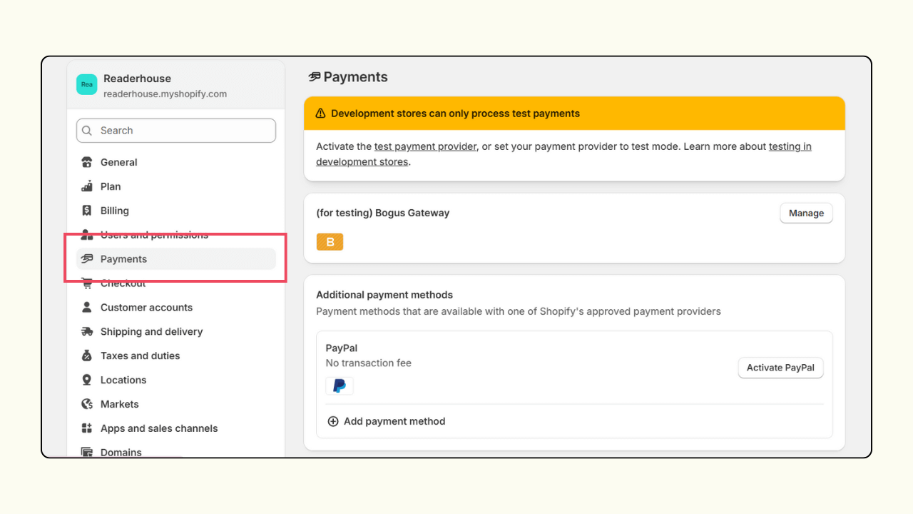 Click on Payments
