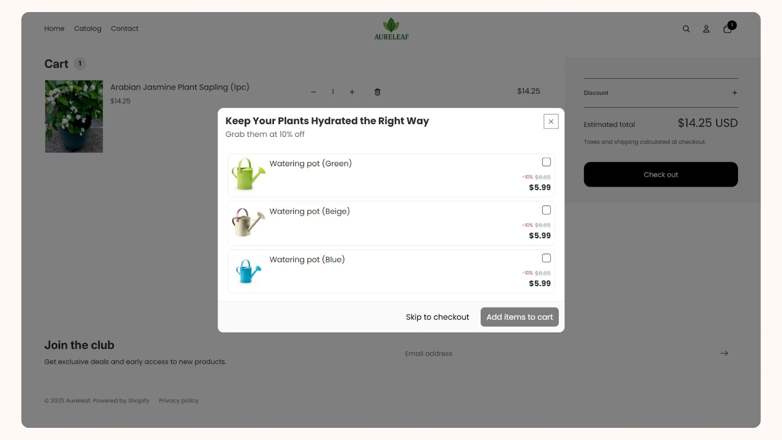 Shopify in-cart upsell - Checkout triggered pop up