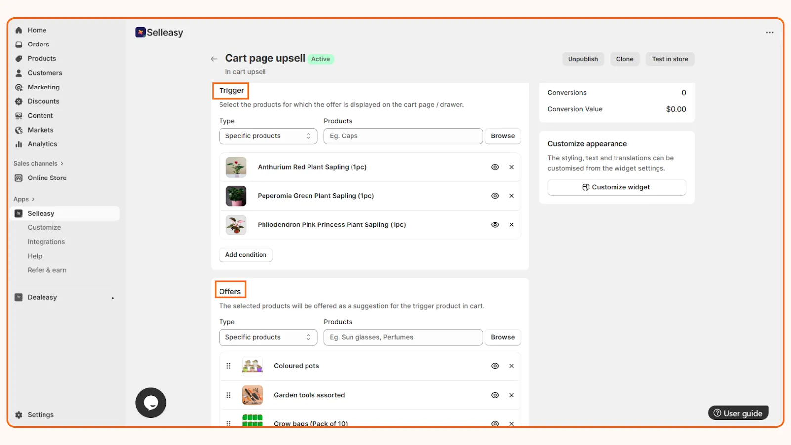 Shopify in-cart upsell - Choosing offer products
