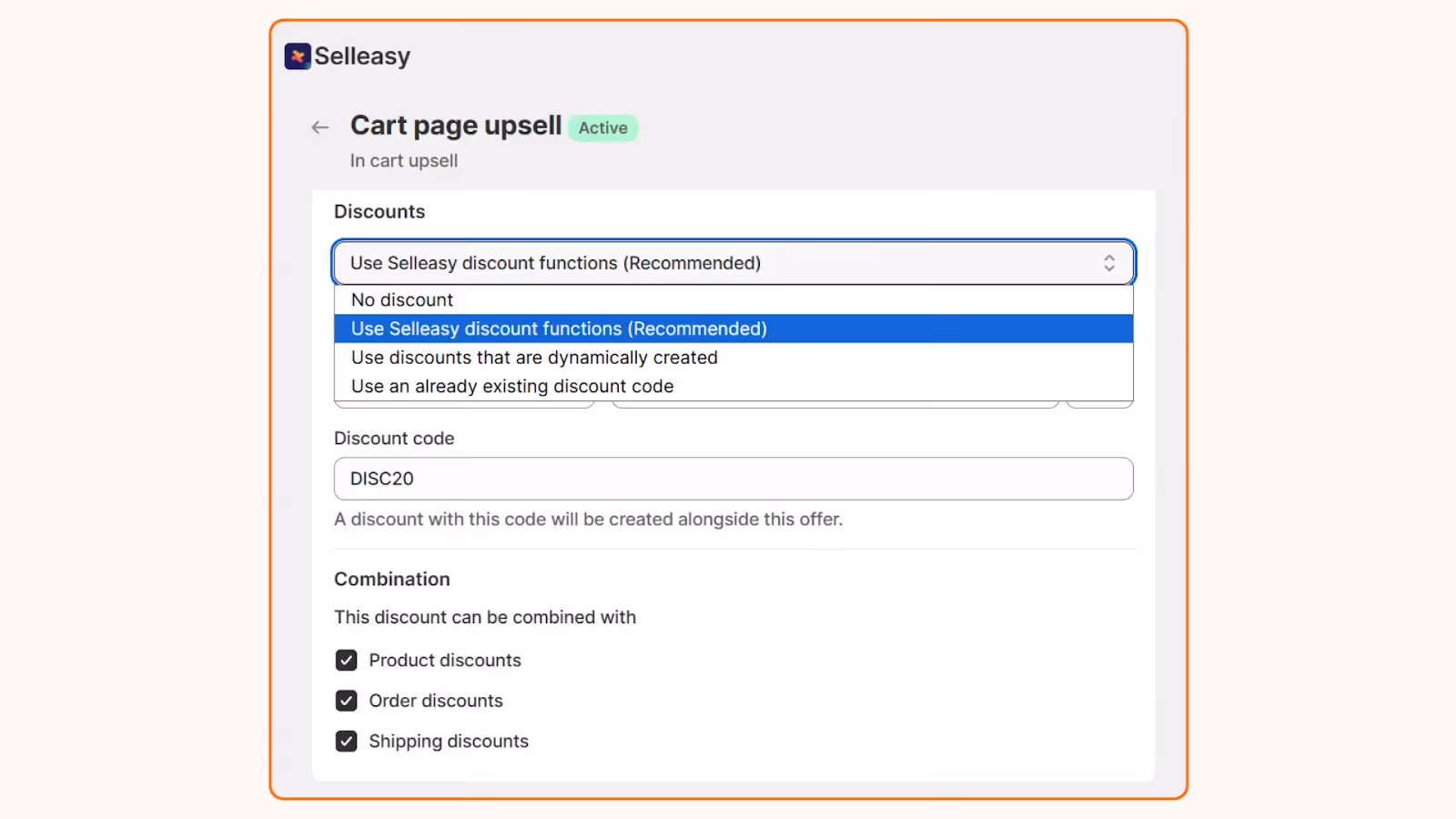 Shopify in-cart upsell - Setting up discounts