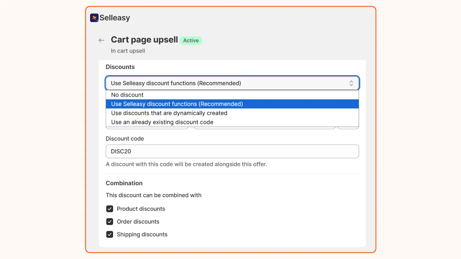 Shopify in-cart upsell - Setting up discounts