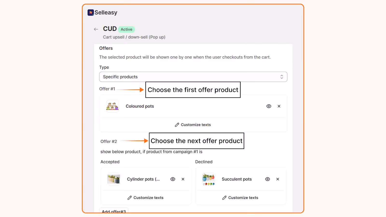 Setting up offers to appear one by one