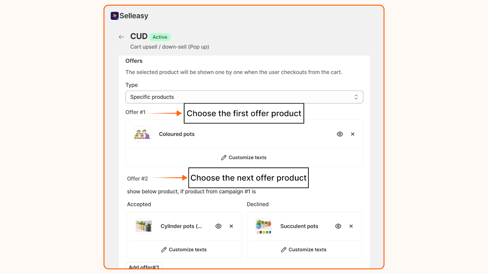 Setting up offers to appear one by one