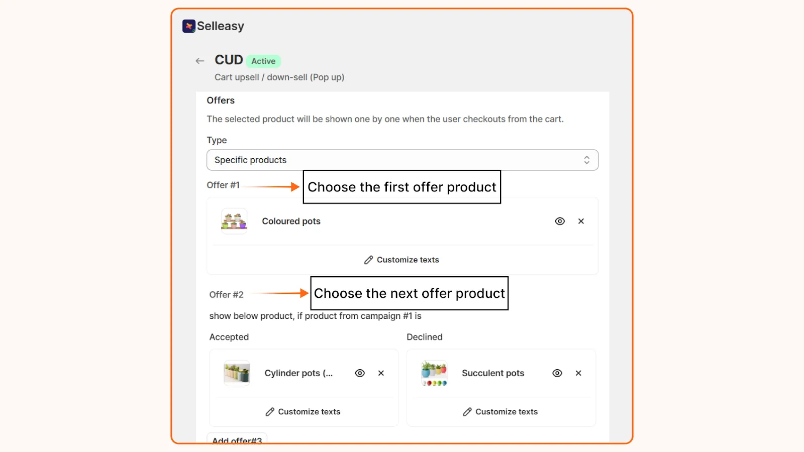 Setting up offers to appear one by one