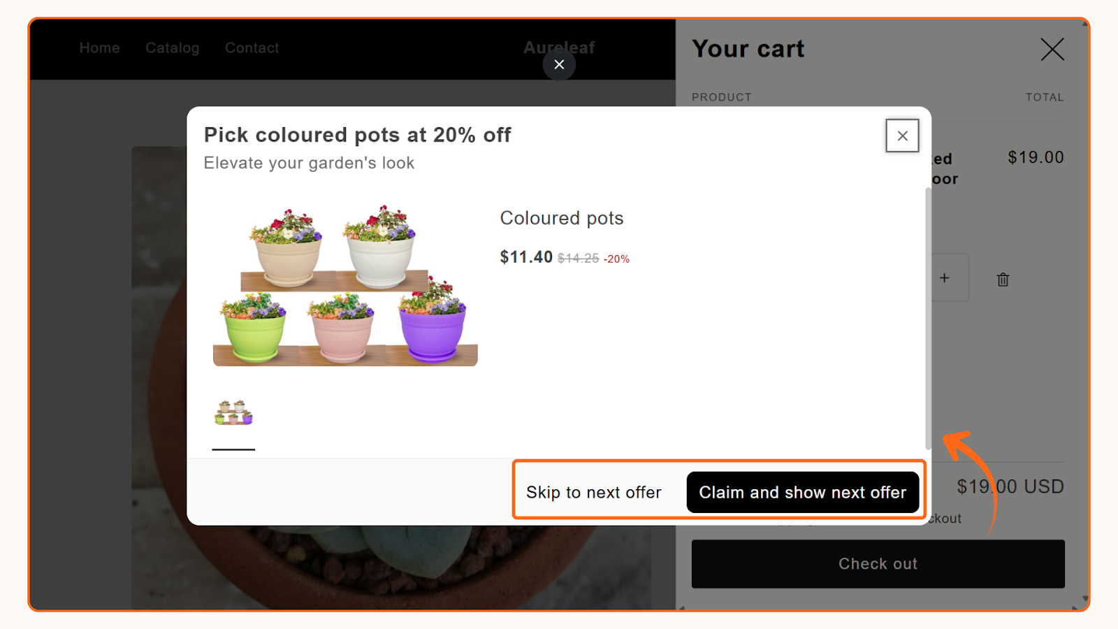 Upsell offers that appear one by one when checkout button is clicked