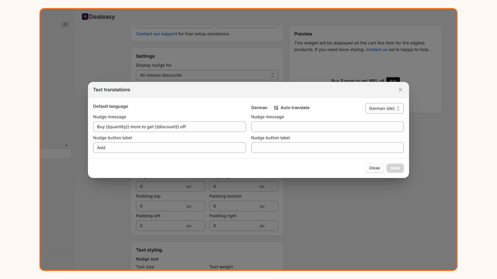 Customize the text of the volume discount nudge