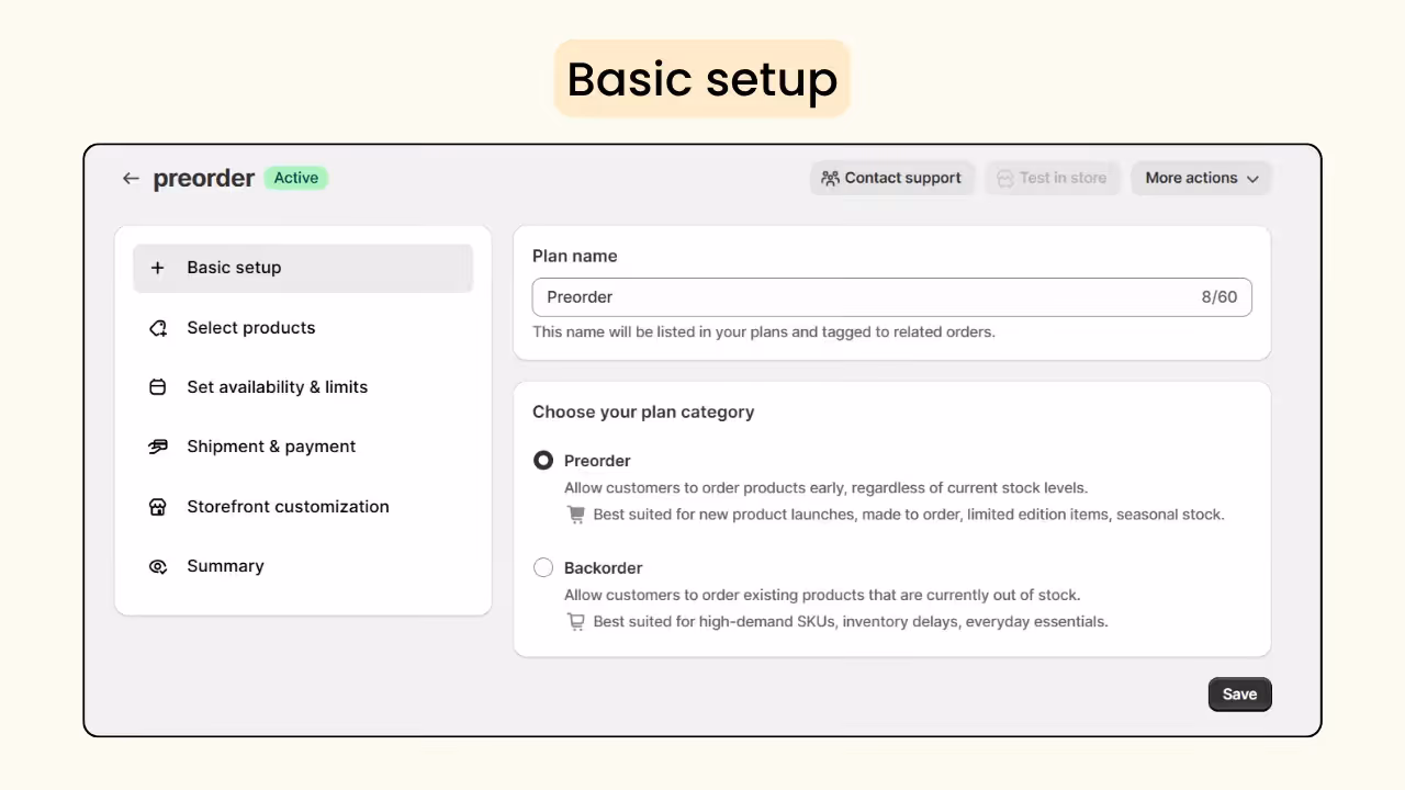 Basic setup for Dibs Shopify preorder with discount