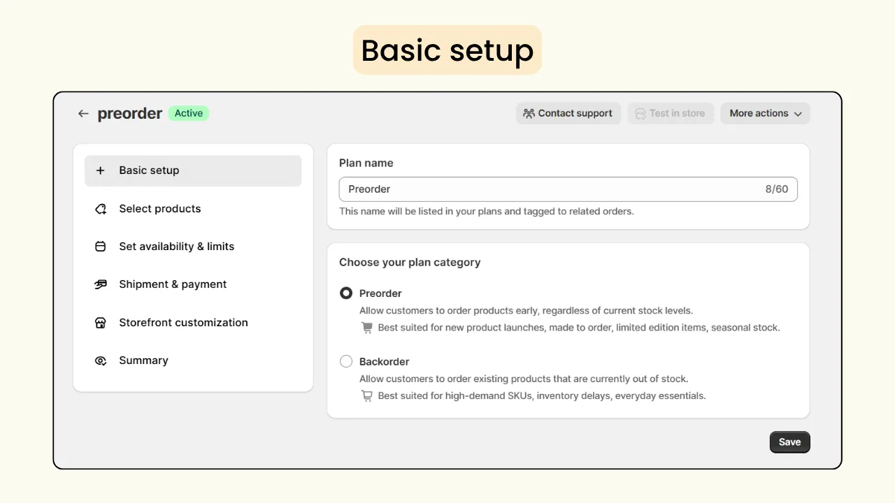 Basic setup for Dibs Shopify preorder with discount