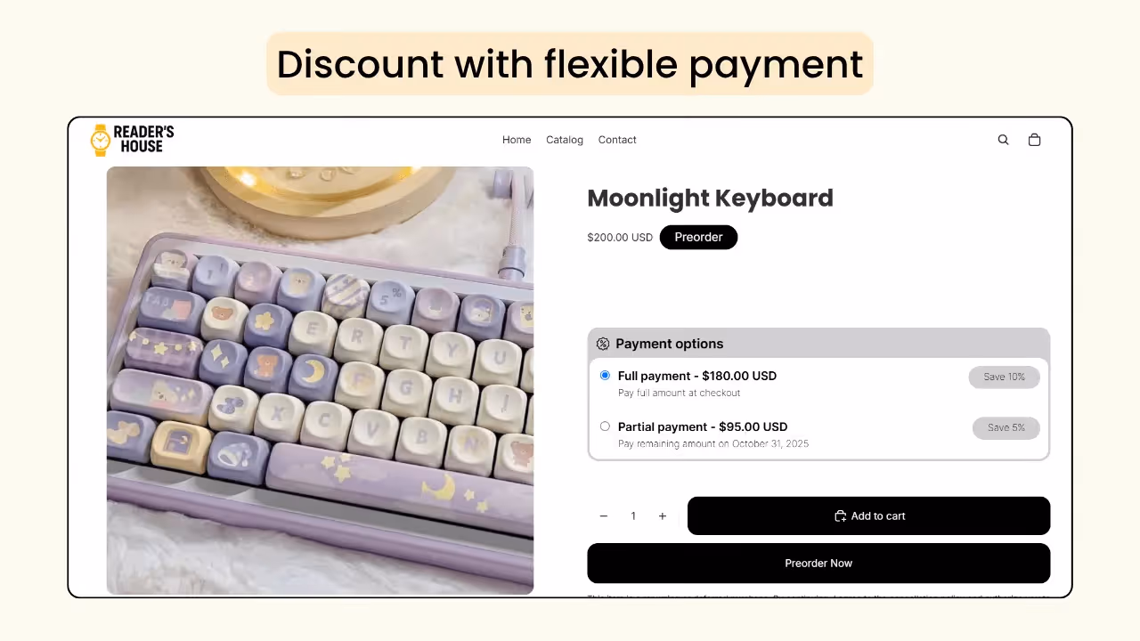 Offer preorder discount on Shopify for flexible payment with Dibs