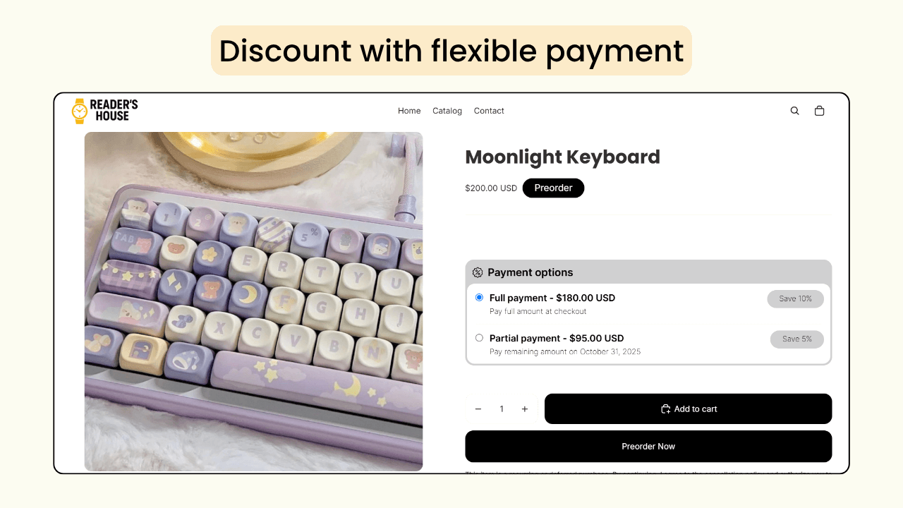 Offer preorder discount on Shopify for flexible payment with Dibs