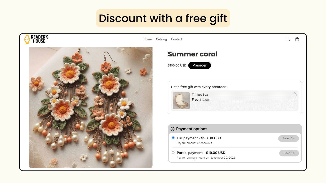 Offer preorder discount with a free gift